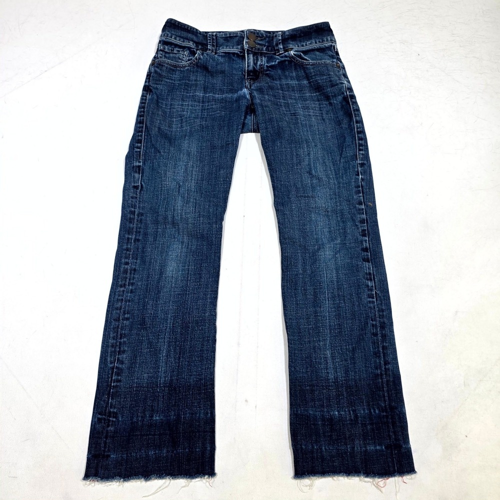 Cabi Jeans Womens Size 4 Dark Wash Blue Raw Hem Straight Leg Denim Pants